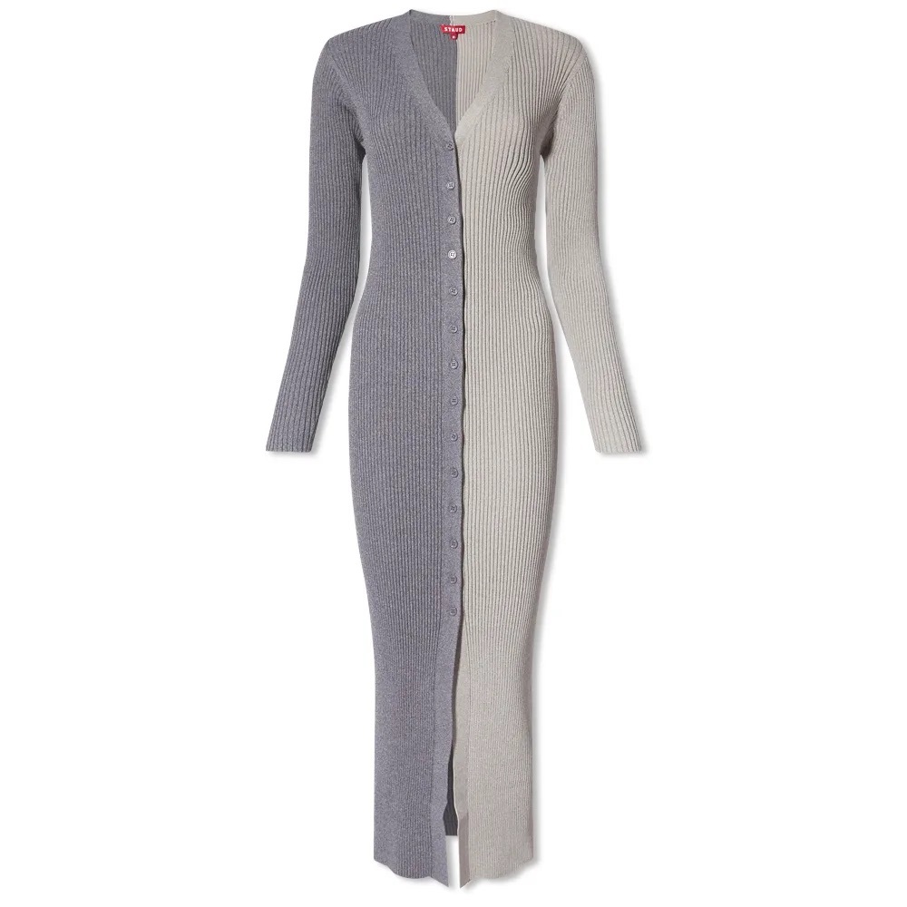 NWT STAUD SHOKO LONGSLEEVE SWEATER DRESS GRAY/CHARCOAL-SIZE L